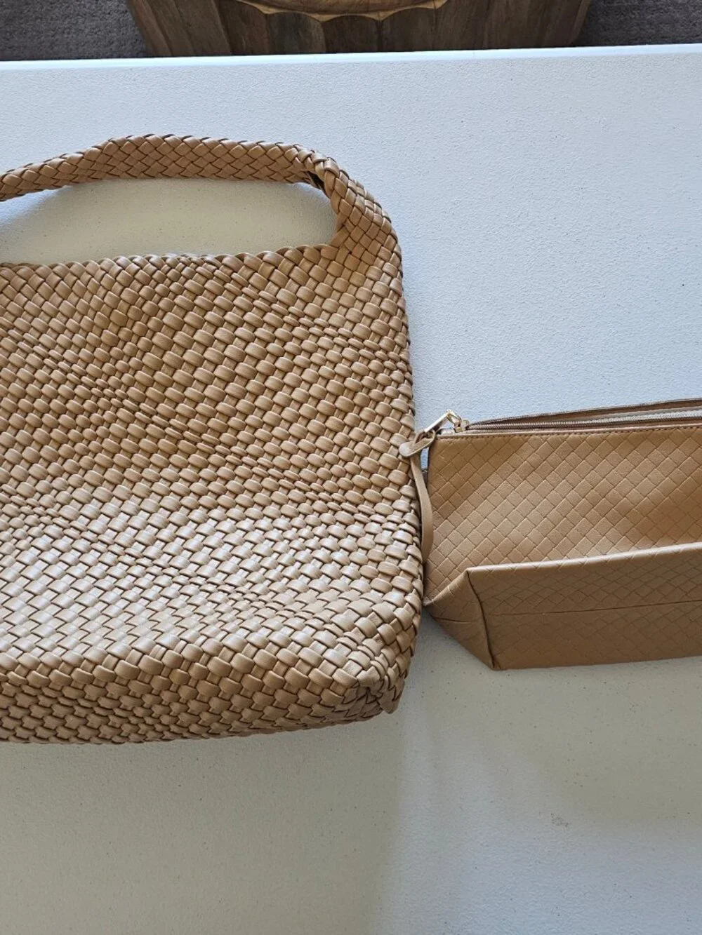 3 Pack of Woven Straw & Leather Tote Bags | Boho Summer Totes | Unbranded